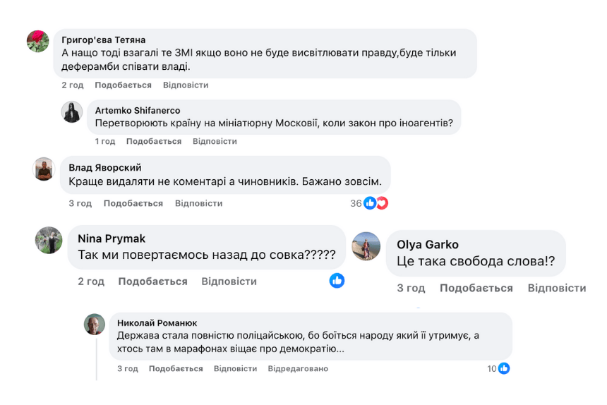 коментарі в соцмережах законопроет 11321